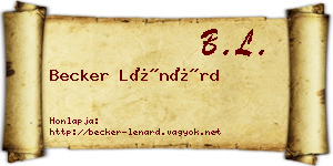 Becker Lénárd névjegykártya